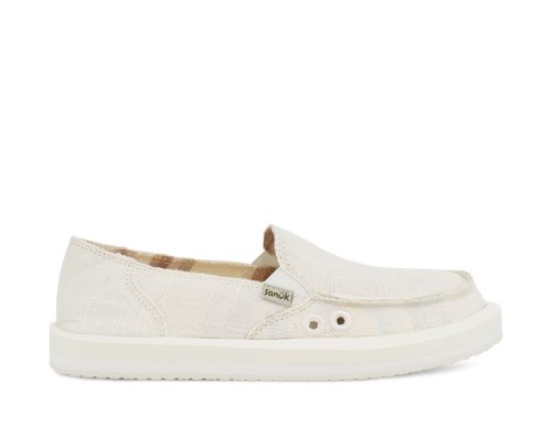 Sanuk Womens Donna ST Hemp White Shoes | WUKXCE841